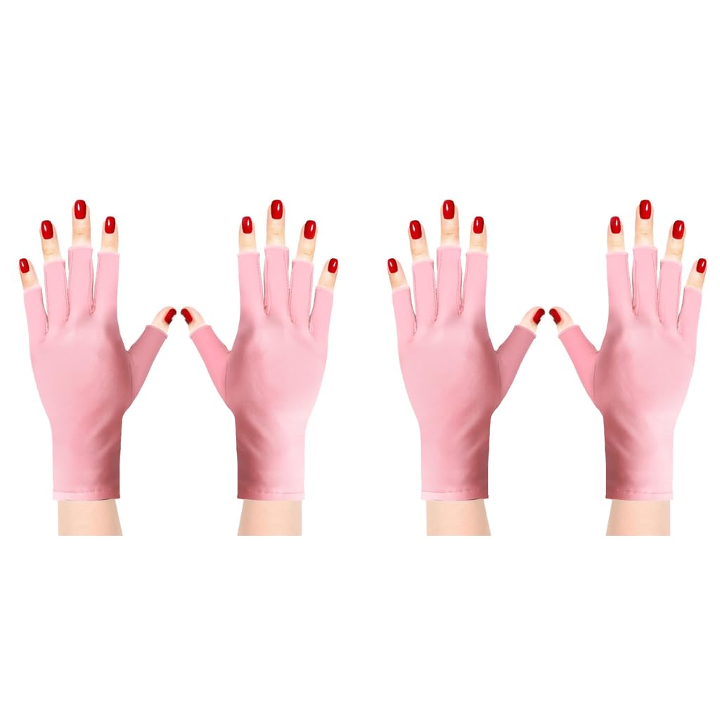 MAYCREATE Anti UV Gloves for Gel Nail Lamp with UPF 50+ Protection and Stretchy Spandex | Pack of 2