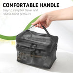 MAYCREATE® Makeup Pouch Bag Travel Organizer Large Mesh Toiletries Cosmetic Double Layer Nylon Brush with Handle 2 PCS