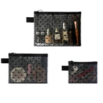 MAYCREATE® 3Pcs Heart Printed Mesh Makeup Bag Set, Portable Travel Mesh Cosmetic Toiletry Bags Purse Zipper Storage Pouches for Home Offices Travel Accessories (Black)