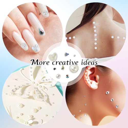 MAYCREATE® Face Gems Rhinestones for Makeup 2026PCS Self Adhesive Stickers Jewels Kit Pearls Raindrop Heart Crystal Stone DIY Crafts Assorted Sizes Shapes