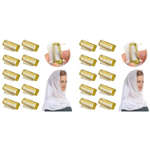 MAYCREATE® 20PCS Chunni Clips Dupatta Pins for Bride Gold Wig Clip with Safety Pins Strong Grip Invisible for Hair Extensions Stainless Steel Fixing Chunni Shawl