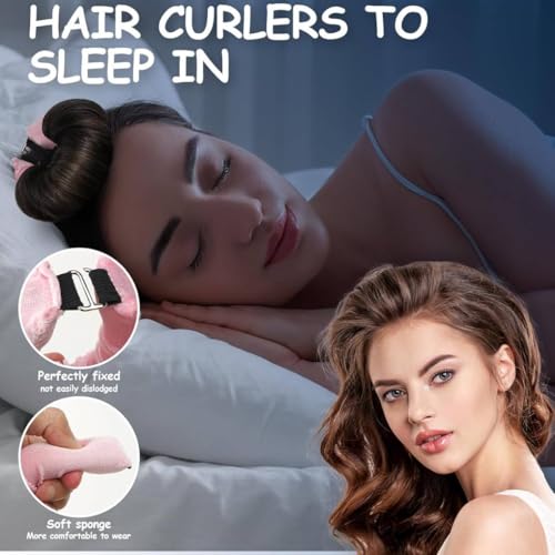 MAYCREATE® 9PCS Heatless Hair Curler, Soft Heatless Curls Satin Velvet Overnight Flexi Blowout Rods with with Hook, No Heat Overnight Sleeping Curling for Hair Styling Tools, Pink