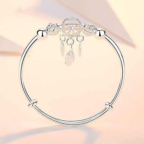 MAYCREATE Silver Creative Dreamcatcher Electroplate Bracelet for Women,Adjustable Size,Fashion Stylish Jewelry for Girls, With Gift Box