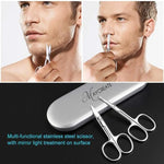MAYCREATE® 2pcs Nose Scissors Beard Mustache Eyebrow Trimmer Stainless Steel Set with Storage Box Silver X3