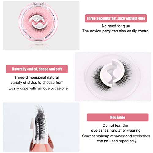MAYCREATE® 1 Pair 3D False Eyelashes Natural Look Reusable Self-Adhesive Waterproof 10mm For Women Eye Makeup Lash 2 PCS