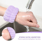 MAYCREATE® 3Pcs Spa Headband Wristband Combo Set, Elastic Hair Band for Women Stylish, Microfiber Face Wash Hairband Wrist Wash Bands for Face Washing, Makeup, Yoga, Fitness (Purple) 9 PCS