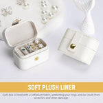 MAYCREATE® Ring Box Travel Jewelry Organizer Boxes for Rings Ear Studs 4 Slots Design Soft Plush Liner Snap Button Closure