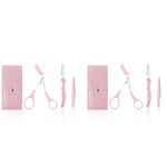 MAYCREATE Eyebrow Trimmer Kit 6PCS for Shaping and Grooming with Stainless Steel Tools & Pink PU Case