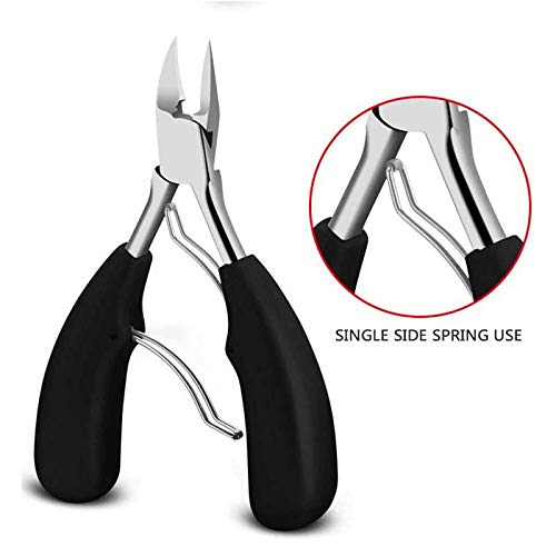 MAYCREATE Toe Nail Clipper for Ingrown or Thick Toenails, Stainless Steel Toenail Clipper, Professional Pedicure Tools Kit with Nail File (2PCS, Black)
