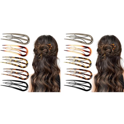MAYCREATE® 10PCS French Hair Pin U Pins for Styling Bun Acrylic Accessories Women Ladies Gift