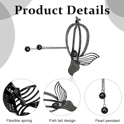 MAYCREATE® Hair Claw Clip for Women, Tassle Mermaid Tail Bun Clips for Women, Alloy Hair Bun Accessories Elegant Hairstyle Twist Non Slip Jaw Clip - Black