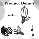 MAYCREATE® Hair Claw Clip for Women, Tassle Mermaid Tail Bun Clips for Women, Alloy Hair Bun Accessories Elegant Hairstyle Twist Non Slip Jaw Clip - Black