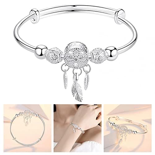 MAYCREATE Silver Creative Dreamcatcher Electroplate Bracelet for Women,Adjustable Size,Fashion Stylish Jewelry for Girls, With Gift Box