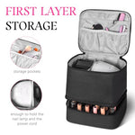 MAYCREATE® Nail Polish Organizer Box Travel Makeup Bag with Handle Double-Layer Art Tools for 30 Bottle Portable Large Capacity Carrying Case 2 PCS