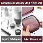 MAYCREATE® 8PCS Mesh Pouches for Women, Makeup Small Pouch, Zipper Cosmetic Bags for Women 4.7'' Square Fashion Lipstick Pouch, Mini Cash Toiletry Organizer Bag for Daily Accessories - Wine Red