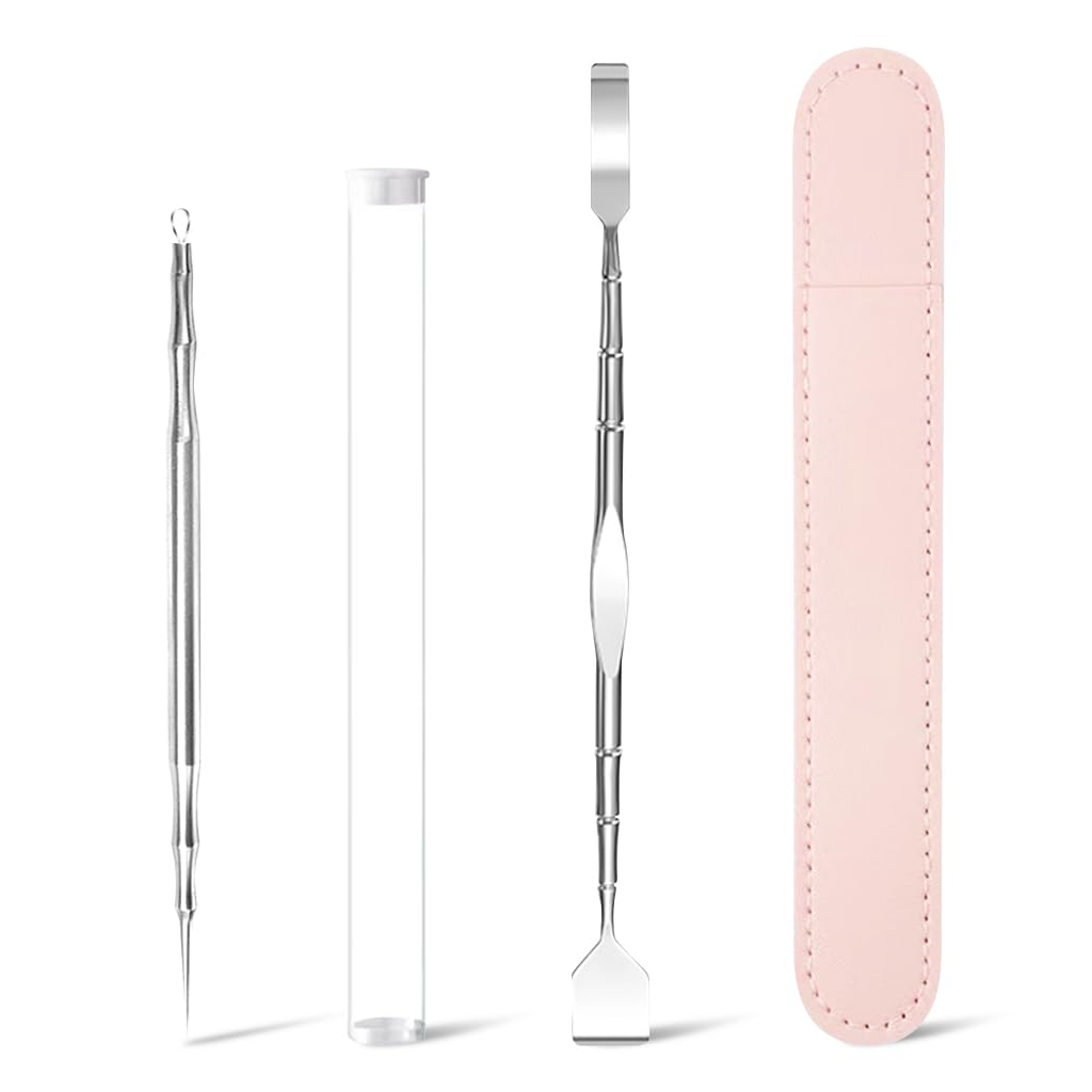 MAYCREATE Stainless Steel Comedone Extractor & Dual Head Blackhead Removal Shovel Pore Cleaning Tools Beauty Tools Facial Cleaning Tools for Acne, Whitehead Popping, Comedone