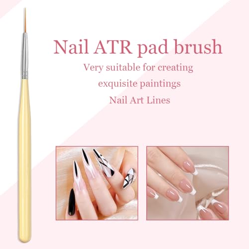 MAYCREATE® Professional 3PCS Nail Art Brush Set Salon Quality Detailing Kit with 2-in-1 Striping Dotting Tool Flat Brush for Acrylic Gel Nails DIY Extension Design