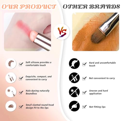 MAYCREATE® 6PCS Silicone Lip Applicator, Silicone Lip Brush, Silicone Brush for Lipstick Lip Balm, Concealer Applicator with Dustproof Cap for Lip Gloss, Lip Tint, Lip Mask - Pink