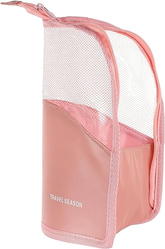 MAYCREATE® 2 in 1 Makeup Brush Bag Makeup Stand Holder Makeup Brush Pouch Makeup Brush Organizer Travel Makeup Brush Bag for Travel (Pink)