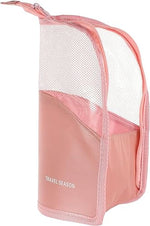 MAYCREATE® 2 in 1 Makeup Brush Bag Makeup Stand Holder Makeup Brush Pouch Makeup Brush Organizer Travel Makeup Brush Bag for Travel (Pink)