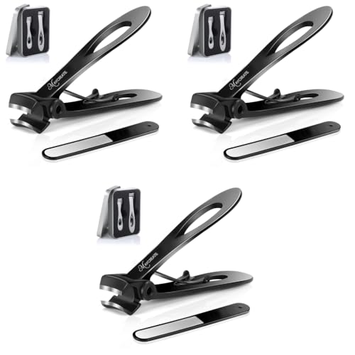 MAYCREATE® Nail Cutter for Men Toe Nail Cutter for Thick Nails Cutting Clipper Trimmer for Women Wide-Opening Sharp Jaws Stainless Steel Large Nail Clippers Set with Nail File 3 PCS