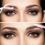 MAYCREATE® 6PCS Eye Brow Scissor Eyebrow Removal Tweezer Trimmer Razor Facial Hair Shaper Trimming Make Up Tool with PU Leather Case Pink