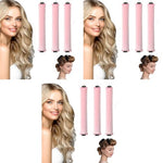 MAYCREATE® 9PCS Heatless Hair Curler, Soft Heatless Curls Satin Velvet Overnight Flexi Blowout Rods with with Hook, No Heat Overnight Sleeping Curling for Hair Styling Tools, Pink