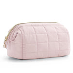 MAYCREATE® Makeup Pouch Bag Quilted Makeup Organisers Waterproof Travel Toiletry Bag for Woman, Portable Zipper Cosmetic Travel Organizer Pouch for Skincare Toiletries (Pink, 23 * 11.5 * 15cm)