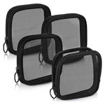 MAYCREATE 4Pcs Small Pouches, MAYCREATE Pouch Purse, Mesh Makeup Women Pouches, 4.7'' Square Lipstick Pouches Small for Women, Zipper Cosmetic Cash Pouch Accessories Organizer Bag (Black)