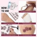 MAYCREATE 6 Sheet Henna Tattoo Stickers Assorted Floral Henna Patterns Tattoo Stickers Waterproof Henna Tattoo Stickers for Arm, Hands, Feet Temporary Henna Tattoos Stickers