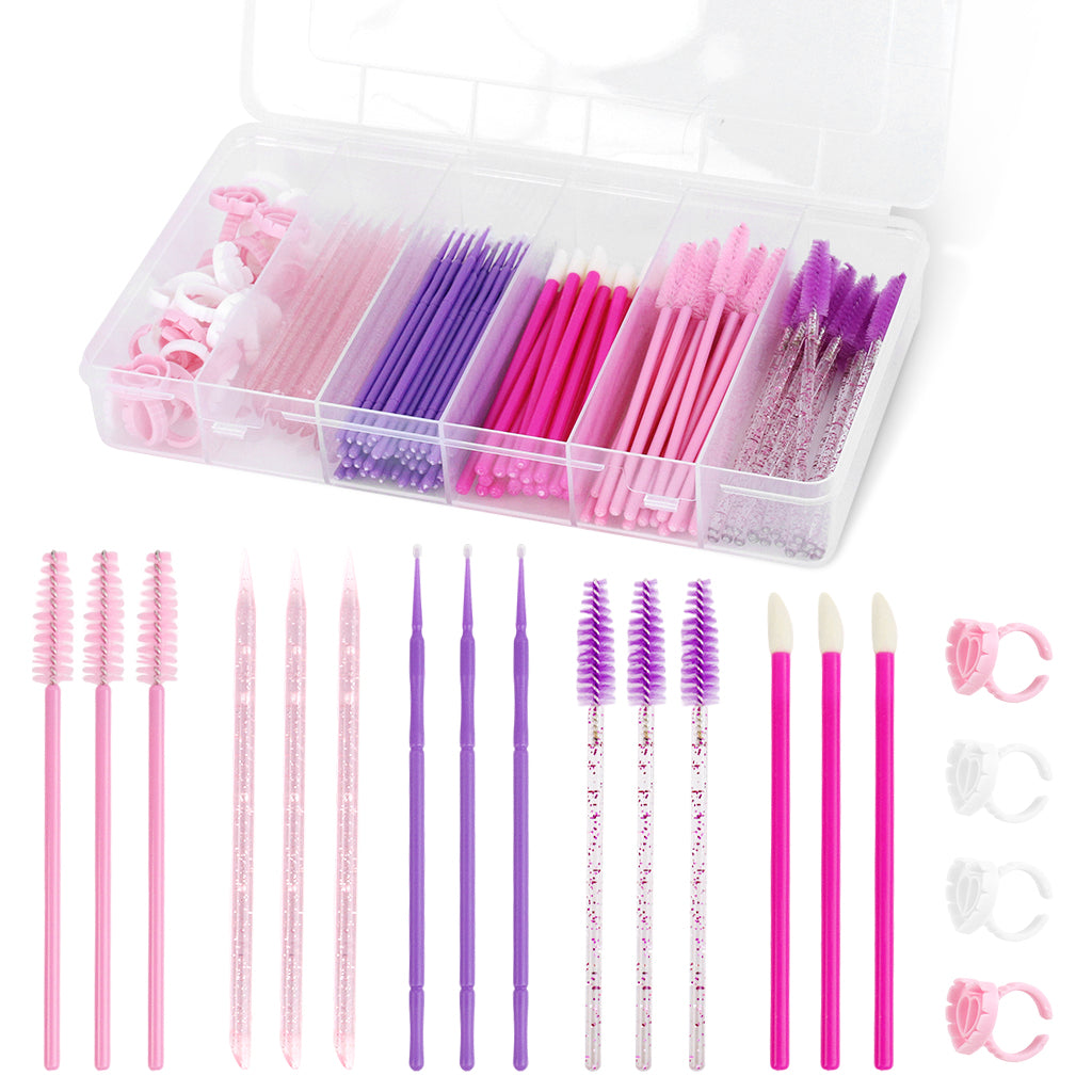 MAYCREATE Makeup Tools for Women, Eyebrow Brush, Mascara Brushes, Lipstick Applicators, Eyeshadow Applicators and Eye Liner Brush Combo, Disposable Travel Makeup Tool Kit