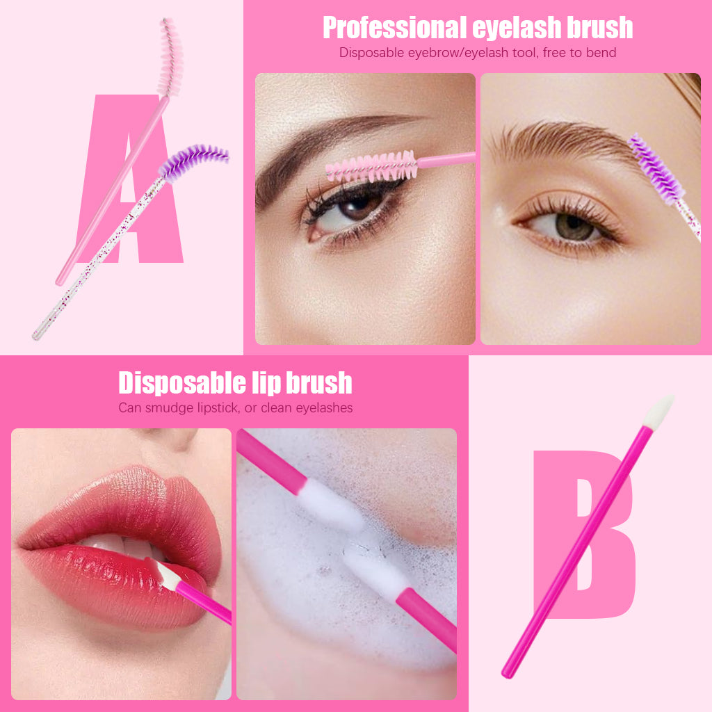 MAYCREATE Makeup Tools for Women, Eyebrow Brush, Mascara Brushes, Lipstick Applicators, Eyeshadow Applicators and Eye Liner Brush Combo, Disposable Travel Makeup Tool Kit