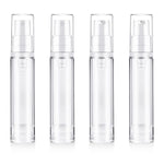 MAYCREATE 4Pcs 10ml Vacuum Travel Bottles for Toiletries, Mini Refill Airless Pump Bottle Lotion Bottle, Clear 2 Liquid Spray Bottles & 2 Cream Bottles Combo Set for Makeup Foundation Toiletries