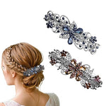MAYCREATE® 2Pcs Hair Barrettes for Women Floral Rhinestone Alloy Hair Clips 3.5 inches Snap Hair Barrettes Stylish French Barrette Hair Clips Hair Accessories Giftfor Women Mother's Day Gift