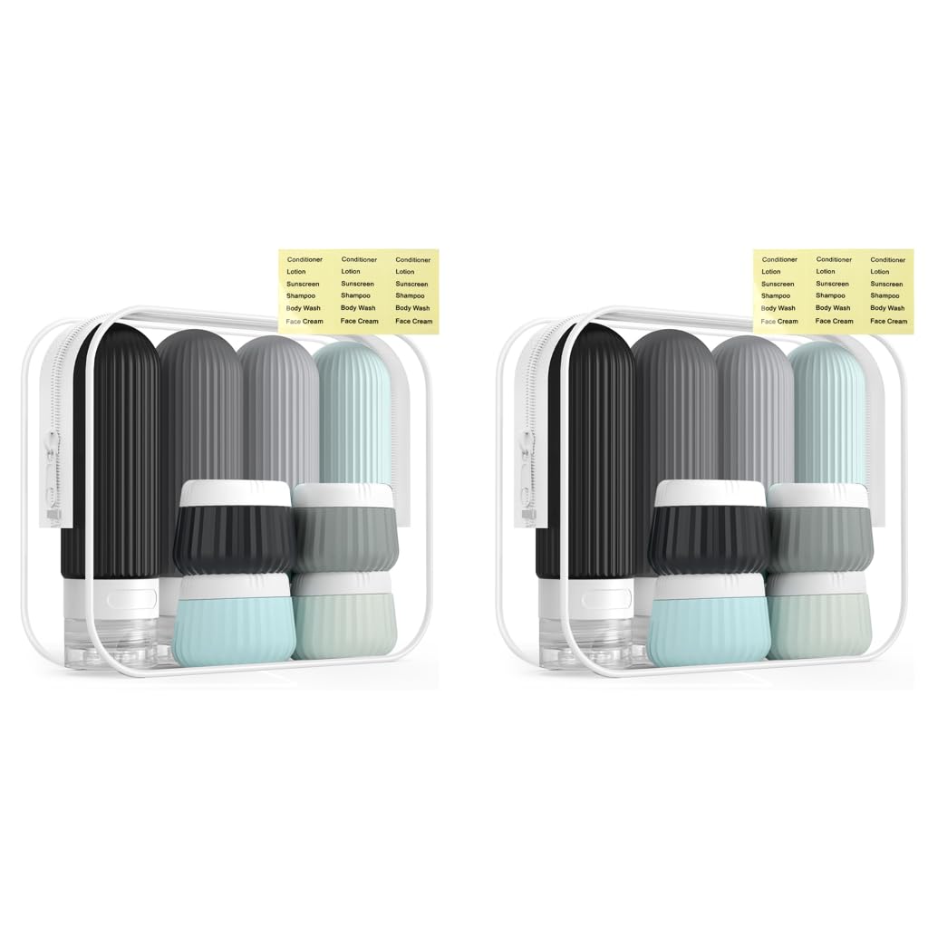 MAYCREATE Travel Bottle Kit for Toiletries with 16pcs 90ml and 40ml Leakproof Silicone Containers | TSA-Friendly Refillable Set
