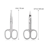 MAYCREATE Nose Scissors Set for Beard and Eyebrow Trimming featuring Ergonomic Grip | 6PCS Stainless Steel Silver Kit with Storage Box