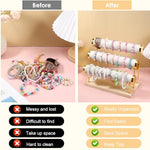 MAYCREATE® Metal Bracelet Display Rack with Wooden Base, Bracelet Holder Organizer for Watch Bangle, 3-Tier Showcase Rack Boutique Shop Bracelets Display Holder