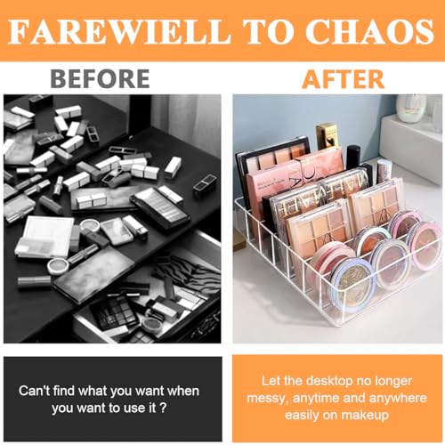 MAYCREATE® Make Up Organizers and Storage for Vanity 7 Sections Divided Clear Acrylic Cosmetics Organizer for Drawer and Bathroom 3 PCS