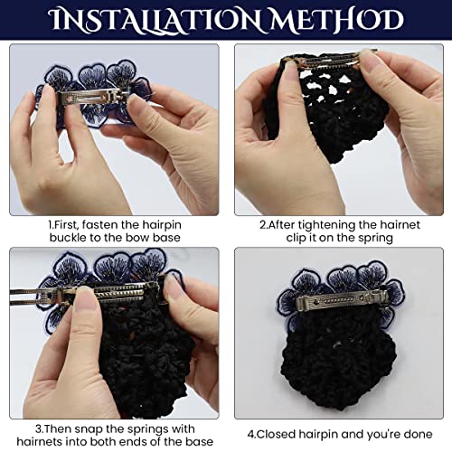 MAYCREATE® Hair Snood Net Flower Bun Accessories for Women Clip Mesh Maker Knit Cover Hairnet for Daily Work Dancer Nurse 2 PCS