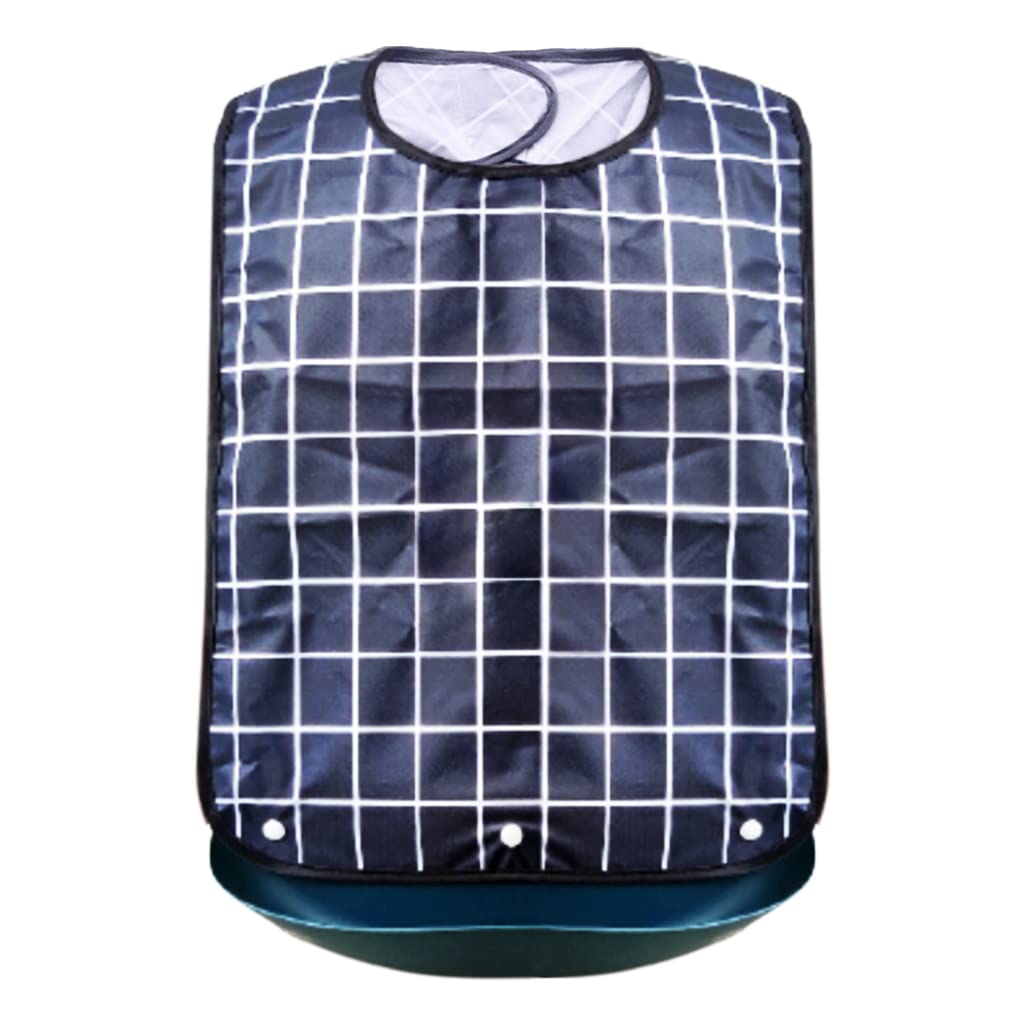 MAYCREATE Waterproof Adjustable and Washable Dining Short Style with Leakproof Pocket Adult Bibs for Elderly Seniors and Disabled Men & Women Eating Cloth (Light Blue)