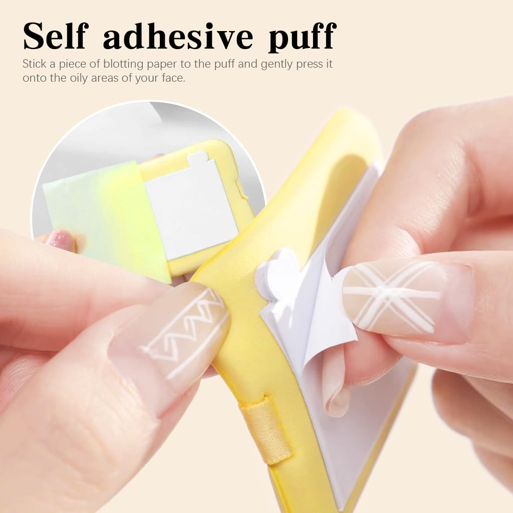 MAYCREATE Blotting Paper for Oily Skin with Built in Mirror and Puff | 200pcs Natural Linen Sheets