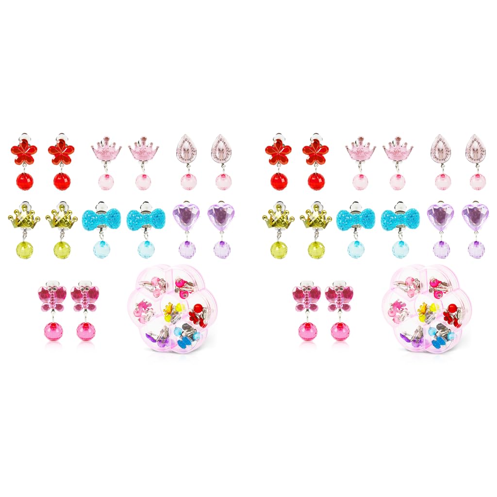 MAYCREATE Earrings for Girls featuring 7 Pairs Clip On Non Pierced Designs | Kids Party Jewelry