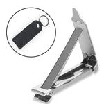 MAYCREATE Nail Clippers for Travel with 1.2×5.2 cm Foldable Design and Leather Cover | Stainless Steel Cutter with Built in Nail File