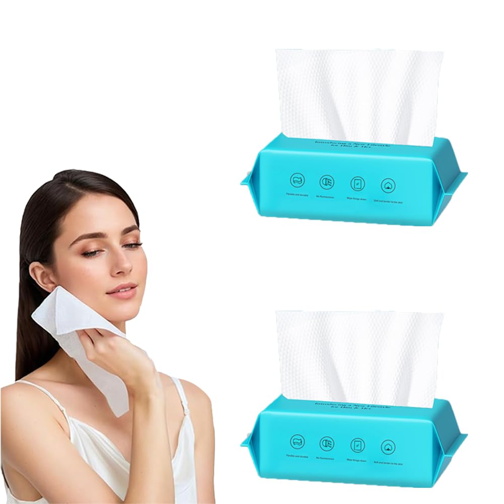 MAYCREATE Disposable Towels for Face and Baby Care featuring Dry and Wet Dual Use | 144 Count 100% Cotton