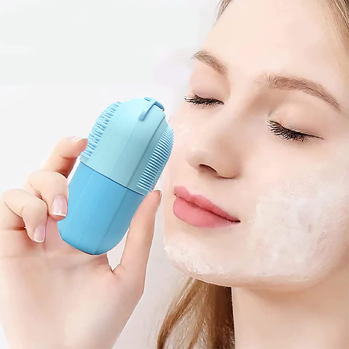 MAYCREATE Ice Face Roller for Facial Massage with Anti Leak Silicone Mold 13×6.5×5.5cm | Pink Skincare Tool