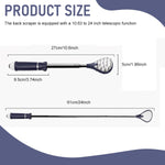 MAYCREATE Extendable Back Scratcher for Itchy Backs with Dual-Sided Massager and 26 in Telescoping Handle | Portable Stainless Steel Gift for Men and Women