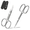 MAYCREATE Nose Scissors Set for Beard and Moustache Trimming with Bent and Round Tips | 2pcs Stainless Steel Silver Grooming Kit