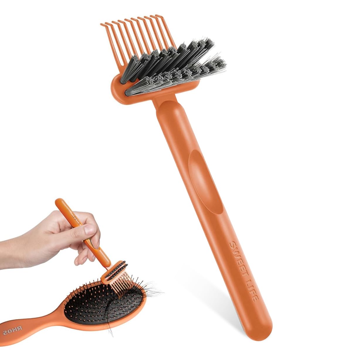 MAYCREATE Hair Brush Cleaner 2-in-1 Hair Brush Cleaner Tool Hair Detangling Comb Cleaning Brush Tangled Hair Remover Tool Rake for Removing Hair Dust, Home or Salon Use