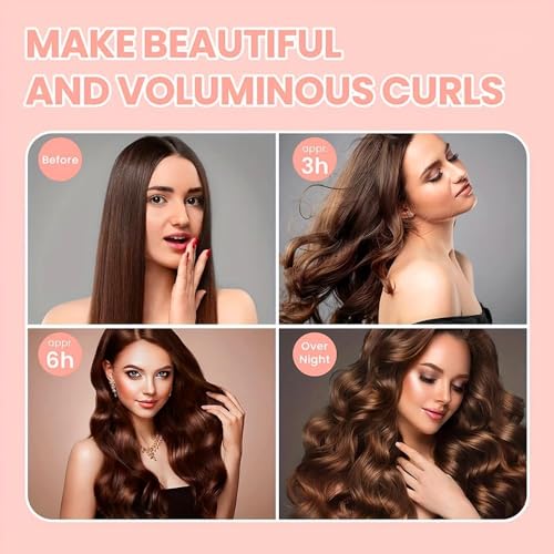 MAYCREATE® 9PCS Heatless Hair Curler, Soft Heatless Curls Satin Velvet Overnight Flexi Blowout Rods with with Hook, No Heat Overnight Sleeping Curling for Hair Styling Tools, Beige