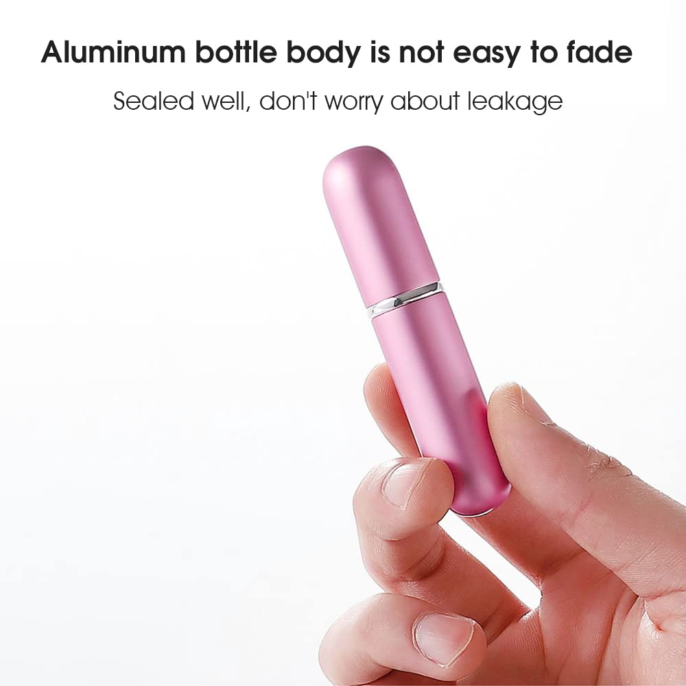 MAYCREATE 2Pcs 5ml Perfume Atomiser Spray Bottle with Pump-Portable Perfume Dispenser, Refillable Empty Spray Bottle for Fragrance Perfume (Pink)